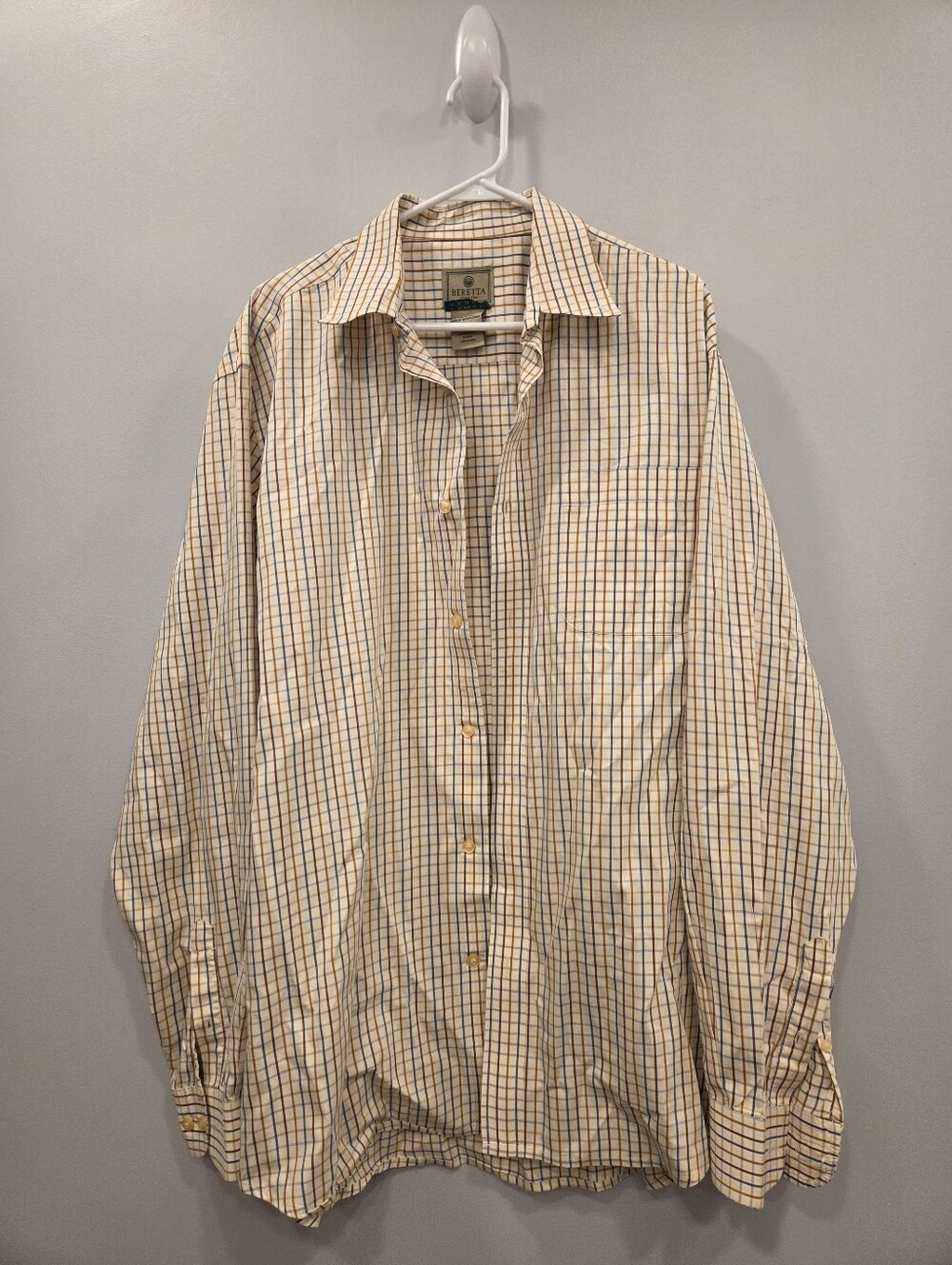Beretta Made In Italy 100% Cotton Mens XXL Button Down Long Sleeve
